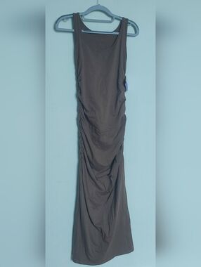 Necessitees Sleeveless Ruched Maxi Dress - Brown